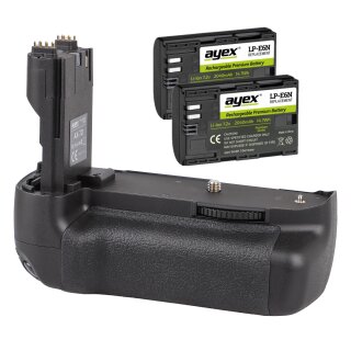 ayex Batteriegriff Set für Canon EOS 7D wie BG-E7 + 2x LP-E6N Akku Hochformatgriff Akkugriff