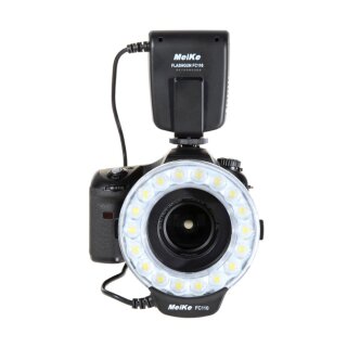 Makro Ringblitz, Ringleuchte f&uuml;r Canon EOS SLR Kameras, Meike FC-110 - Blitz &amp; Dauerlicht, auch f&uuml;r Videoaufnahmen