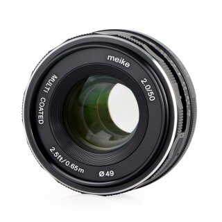 Meike 50mm F2.0 Objektiv multicoated f&uuml;r Fujifilm X-Mount