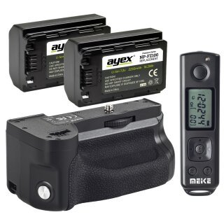 Meike Batteriegriff Set MK-A6600 Pro Batteriegriff und Fernauslöser für Sony A6600 + 2x ayex NP-FZ100 Akku
